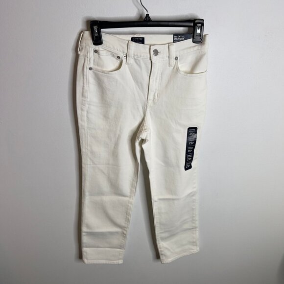 J.Crew $118 Petite essential straight white jean all-day stretch Size P25 BX522 - Picture 2 of 10